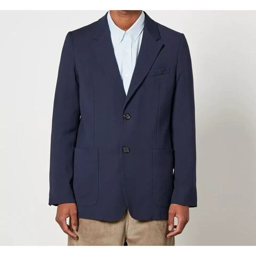 AMI Alexandre Mattiussi Mens Blazer Size 46 Navy Two Button Jacket $1100